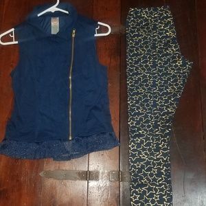 Girls faux suede zip vest & leggings